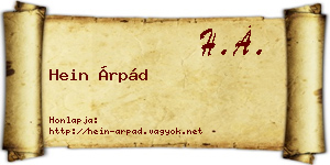 Hein Árpád névjegykártya